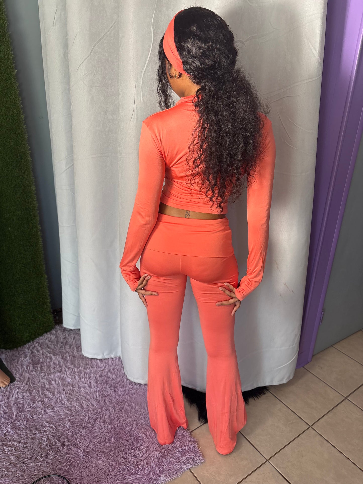 peach 3 piece flare set