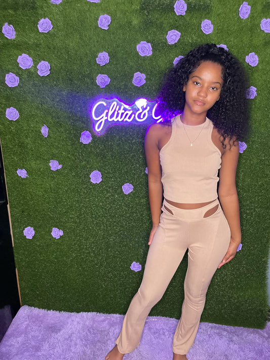 Tan Flare Two piece