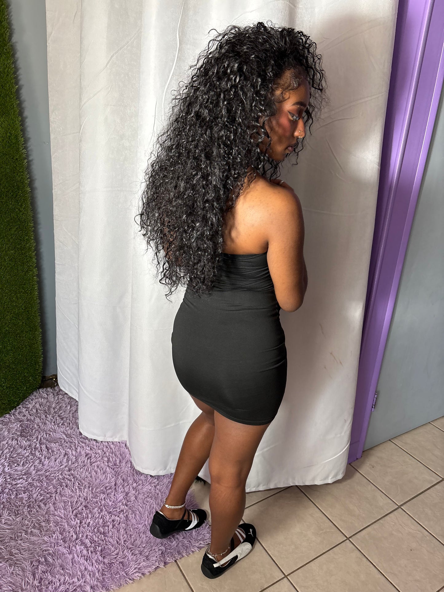 Black tube top dress