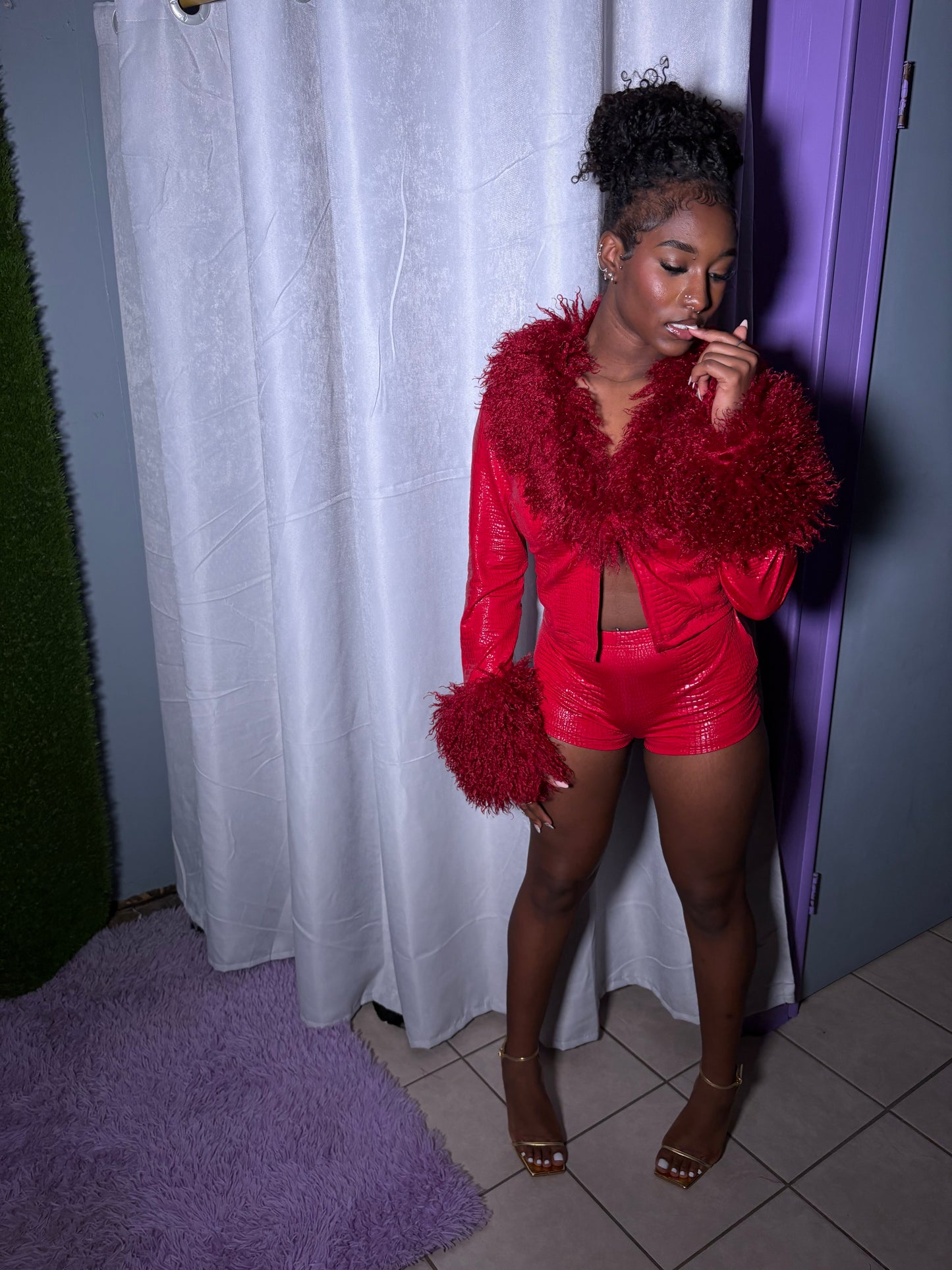Fur Champagne set