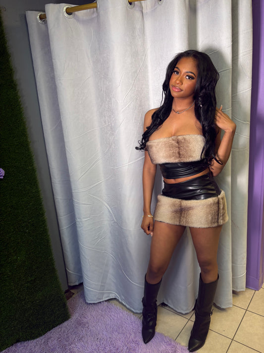 Leather Fur Two piece