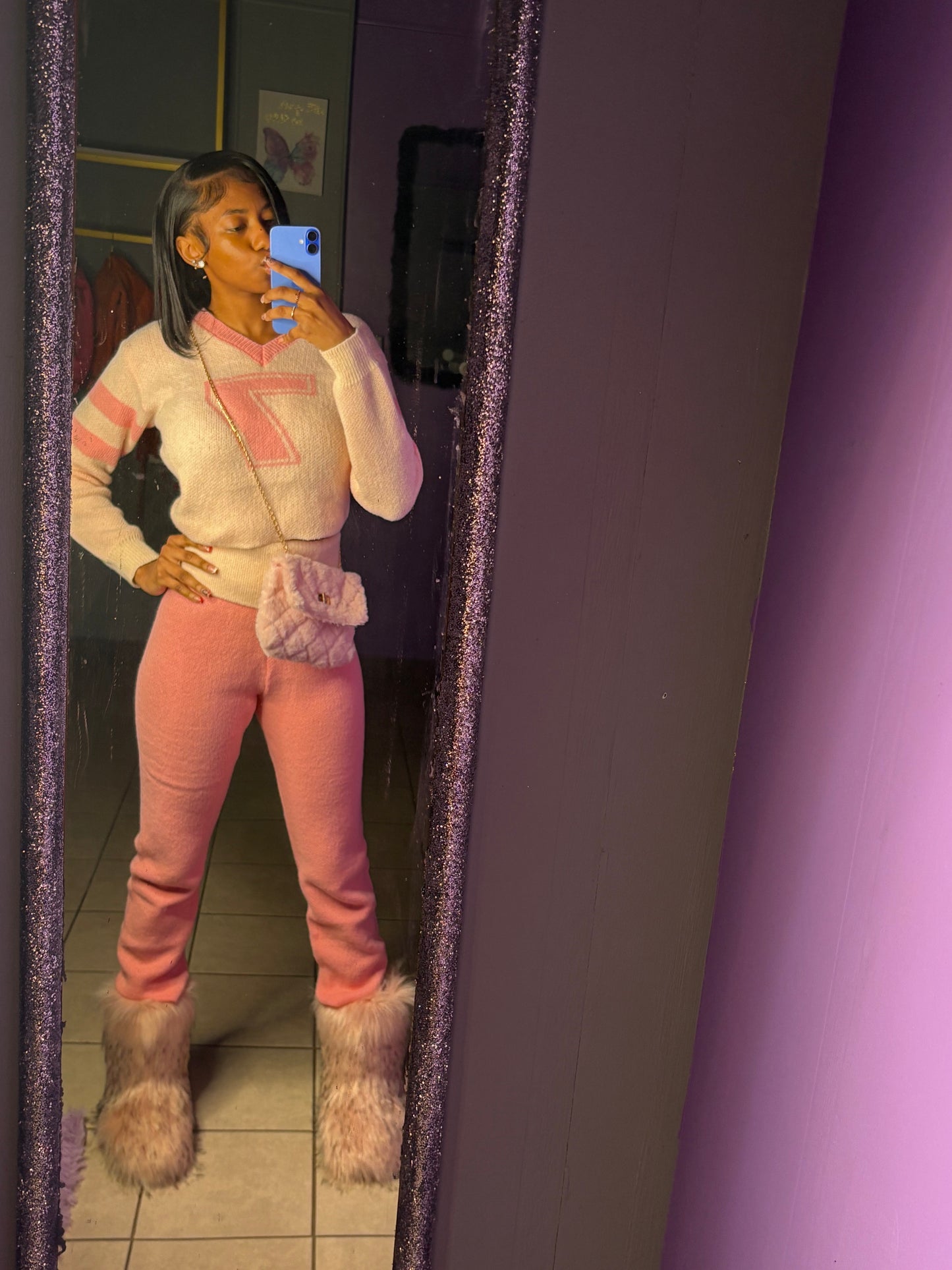 Knitted Pink Flare Set